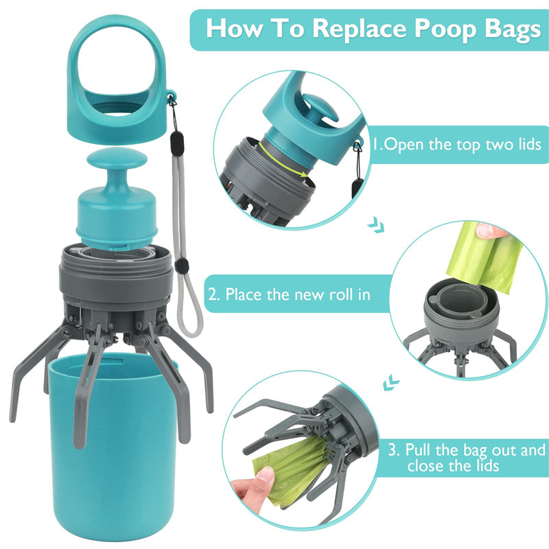The Walk Essential — Hands-Free Dog Waste Scooper with Built-In Bag Dispenser